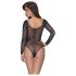 NO:XQSE - Long-Sleeve, Glitter Mesh Bodysuit - Black (S-L)