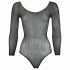 NO:XQSE - Long-Sleeve, Glitter Mesh Bodysuit - Black (S-L)