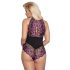 Cottelli Plus Size - Floral Bodysuit (Black-Purple) - 4XL
