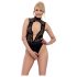 Abierta Fina - Lace Open-Back Bodysuit with Rhinestones (Black)