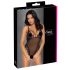 Cottelli - Embroidered Lace Bodysuit, Black & Purple (Open Design) - L