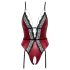 Abierta Fina - Open Bodysuit with Garter Belt (Black-Red)