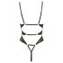 Abierta Fina - Open Lace Bodysuit with Rhinestones (Black) - M