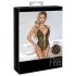 Abierta Fina - Open Lace Bodysuit with Rhinestones (Black) - M