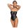 Cottelli Bondage - Shiny Black Bodysuit & Cuffs - L