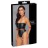 Cottelli Bondage - Shiny Black Bodysuit & Cuffs - L
