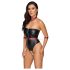 Cottelli Bondage - Shiny Black Bodysuit & Cuffs - L