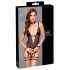 Cottelli Bondage - Open-Front Bodysuit with Wrist Cuffs (Black)