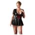 Cottelli Plus Size - Shiny Black Dress with Red Corset - XXL