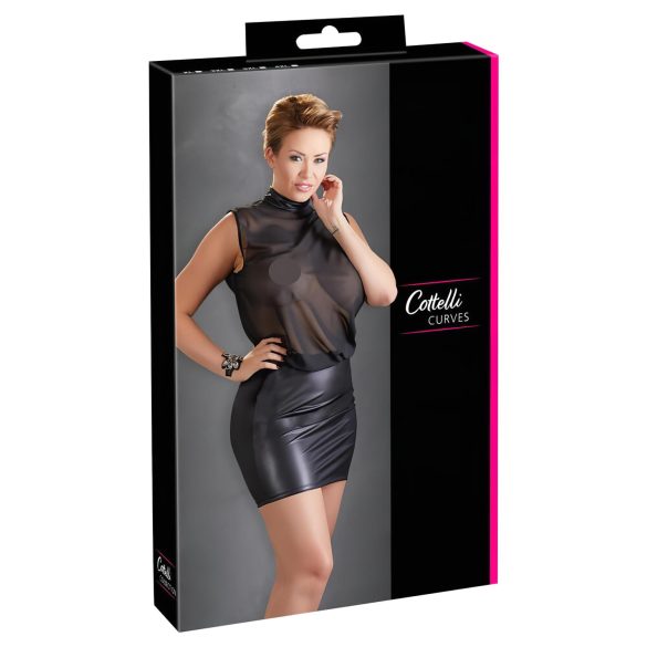 Cottelli Plus Size - Shimmering Chiffon Dress (Black) - 3XL
