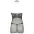 Mandy Mystery - Black Fishnet Halter Dress & Thong Set