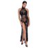 Noir - Sheer Black Floral Maxi Dress - M