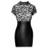 Noir - Shiny Lace Corset Dress (Black) - M