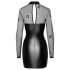 Noir - Black Glossy Dress with Sheer Top - XL