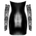 Noir - Shiny Dress with Lace Inserts (Black)