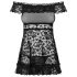 Obsessive Flores - Black Ruffled Babydoll & Thong Set - L/XL