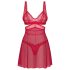 Obsessive Cupide Desir - Sheer Lace Nightdress Set (Red)