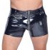 Black Level - Men's Vinyl Shorts with Side Pockets (Black) - L