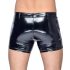 Black Level - Men's Vinyl Shorts with Side Pockets (Black) - L