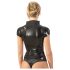 LATEX - Women's Black Short-Sleeve Zip-Up Top