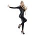 Latex Long-Sleeve Women's Jumpsuit (Black) - M