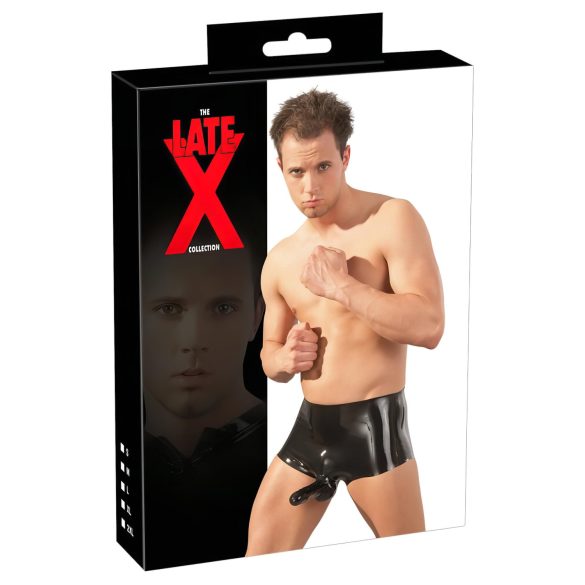 LATEX - Black Boxer & Penis Sleeve Combo - L/XL
