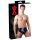 LATEX - Men's Black Conical Anal Plug Briefs - L