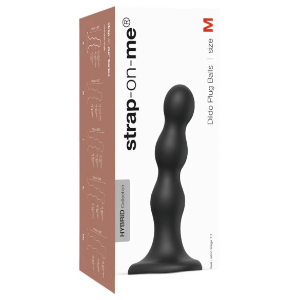 Strap-on-me Balls M - Suction Cup Dildo with Spheres (Black)
