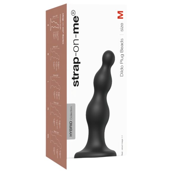 Strap-on-me Beads M - Black Suction Cup Beaded Dildo