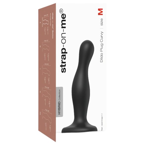 Strap-on-me Curvy M - Black Wavy Suction Cup Dildo