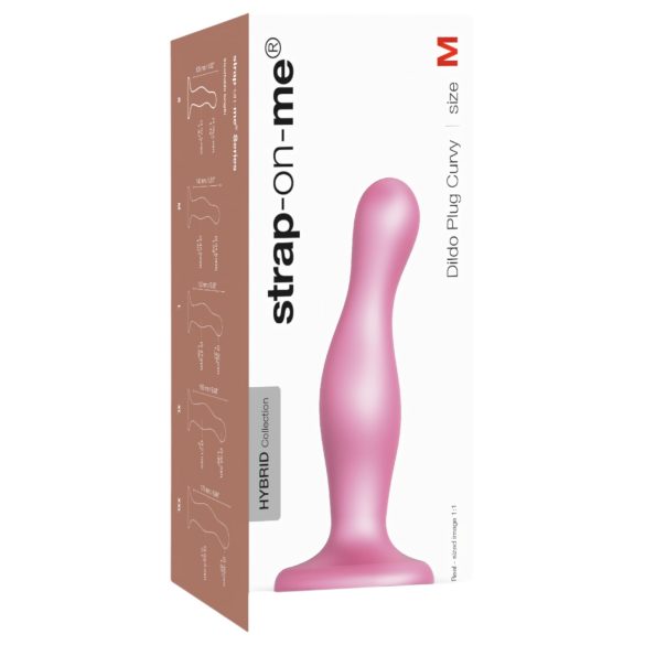Strap-on-me Curvy M - Wavy Suction Cup Dildo (Pink)