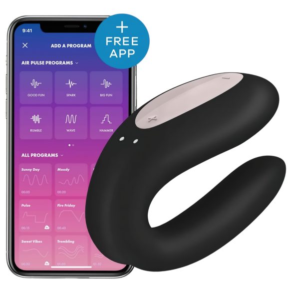 Satisfyer Double Joy - Smart Waterproof Couples Vibrator (Black)