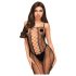 Penthouse Drop-Dead - Black Striped Mesh Open Jumpsuit