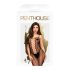Penthouse Drop-Dead - Black Striped Mesh Open Jumpsuit