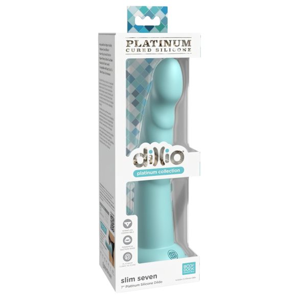 Dillio Slim Seven - Turquoise Suction Cup Stimulating Dildo (20cm)