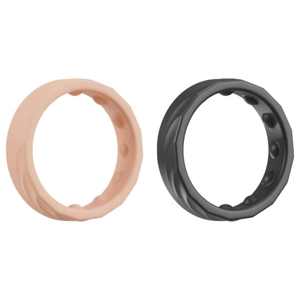 You2Toys 4in1 - Adjustable Penis & Testicle Ring Set (Natural-Black)
