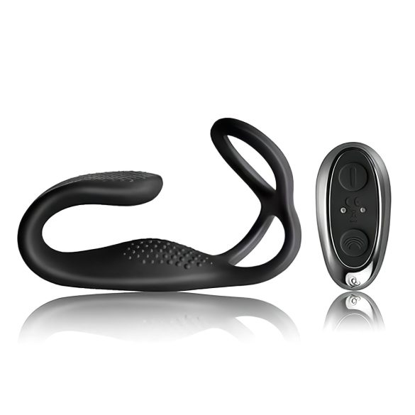 Rocks-Off - Rechargeable Black Anal Vibrator with Radio-Controlled Penis Ring