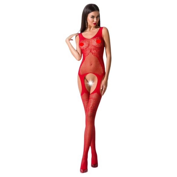 Passion BS061 - Floral Fishnet Set (Red) - Sizes S-L