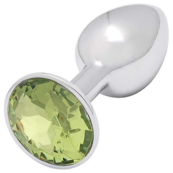 Sunfo - Silver Metal Anal Plug with Lime Gem