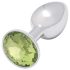 Sunfo - Silver Metal Anal Plug with Lime Gem
