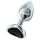 Sunfo - Metal Heart-Shaped Anal Plug with Black Gem (Silver)