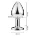 Sunfo - Metal Heart-Shaped Anal Plug with Black Gem (Silver)
