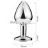 Sunfo - Heart-Shaped Pink Gem Silver Metal Anal Plug