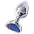Sunfo - Heart-Shaped Metal Anal Plug with Blue Gem (Silver)