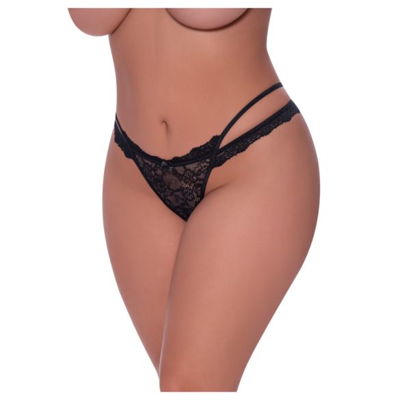 Magic Silk - Double-Strap Lace Thong (Black)