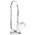 Addiction Crystal - Suction Cup Dildo with Balls (Clear) - 15cm