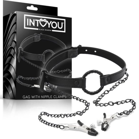 INTOYOU - Mouth Gag with Nipple Clamps (Black)