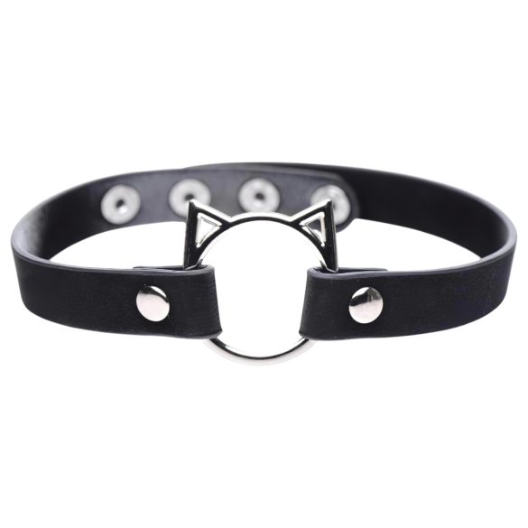 Master Series Kinky Kitty - Black Collar with Cat Head Ring