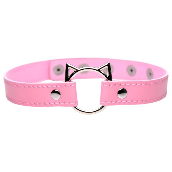 Master Series Kinky Kitty - Collar with Cat Head Ring (Pink)