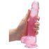 REALROCK - Lifelike Transparent Dildo - Pink (19cm)
